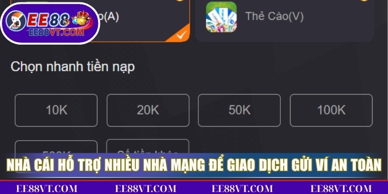 Nạp Tiền EE88 - Chi Tiết Từng Bước Giao Dịch Nhanh Chóng 3 Nhà cái hỗ trợ nhiều nhà mạng để giao dịch gửi ví an toàn