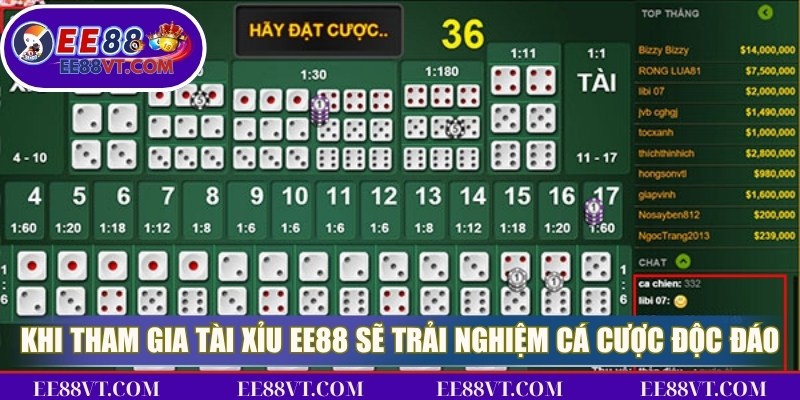 Tài Xỉu EE88 - Cược Thú Vị, Không Thể Bỏ Qua Hôm Nay 2 Khi tham gia Tài Xỉu EE88 sẽ được trải nghiệm cá cược độc đáo