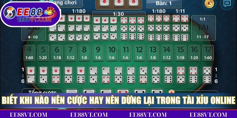 Tài Xỉu EE88 - Cược Thú Vị, Không Thể Bỏ Qua Hôm Nay 4 Biết khi nào nên cược hay nên dừng lại trong Tài Xỉu online